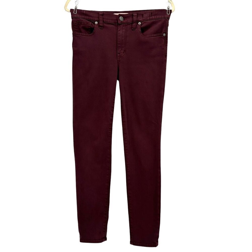 Madewell Womens 27 Jeans 9" High Riser Skinny Skinny Maroon Denim Jeans
